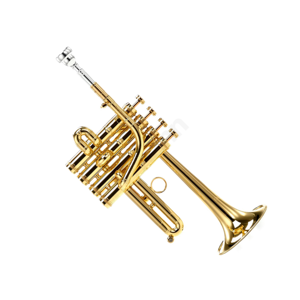 Sm'Sai Musicals Piccolo Trumpet Brass Finish Picollo Bb/A Pitch W/Case-Mp  Gold